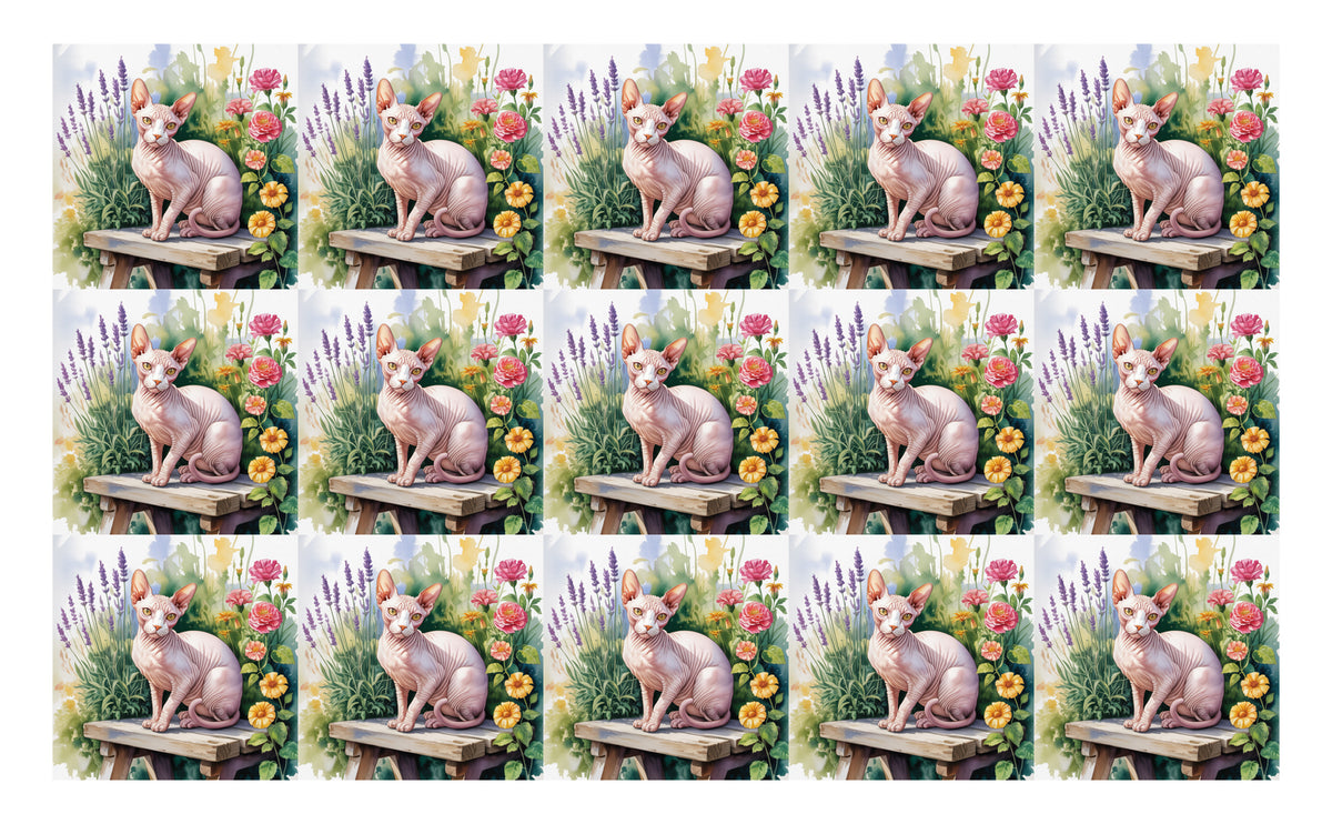 DecoCraft - Scenic Tiles Series - Watercolor Pets - Sphynx