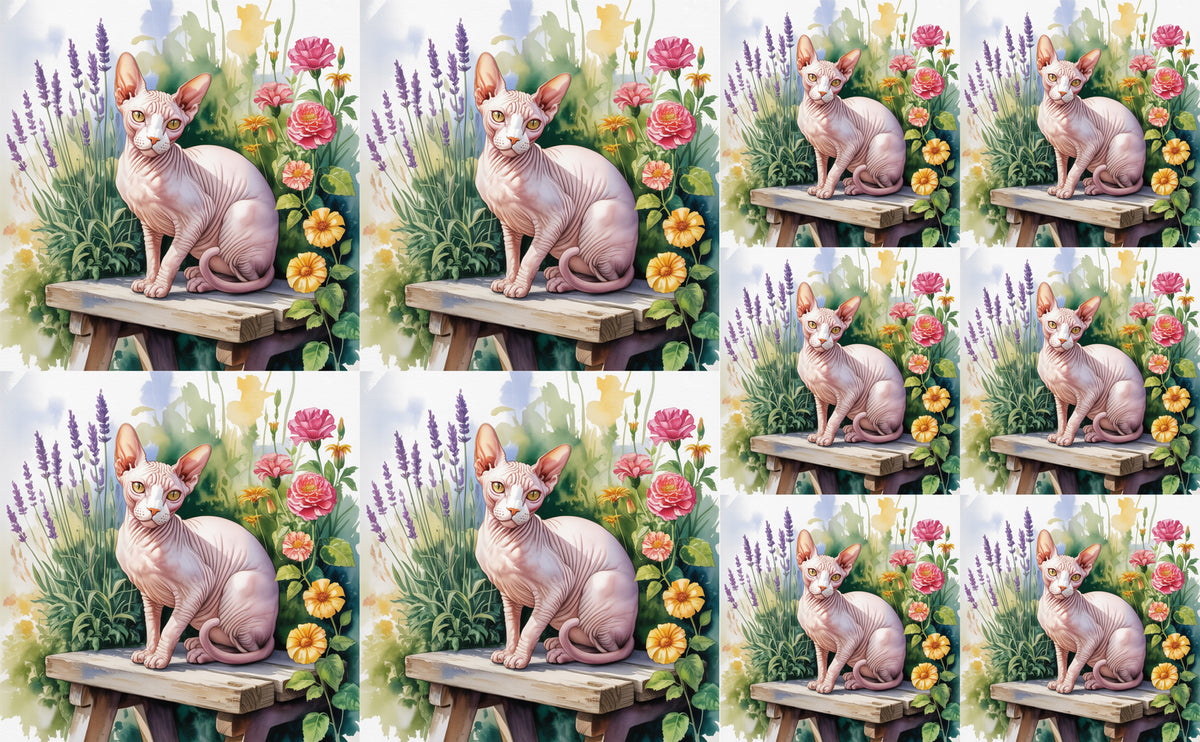 DecoCraft - Scenic Tiles Series - Watercolor Pets - Sphynx