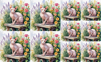 DecoCraft - Scenic Tiles Series - Watercolor Pets - Sphynx