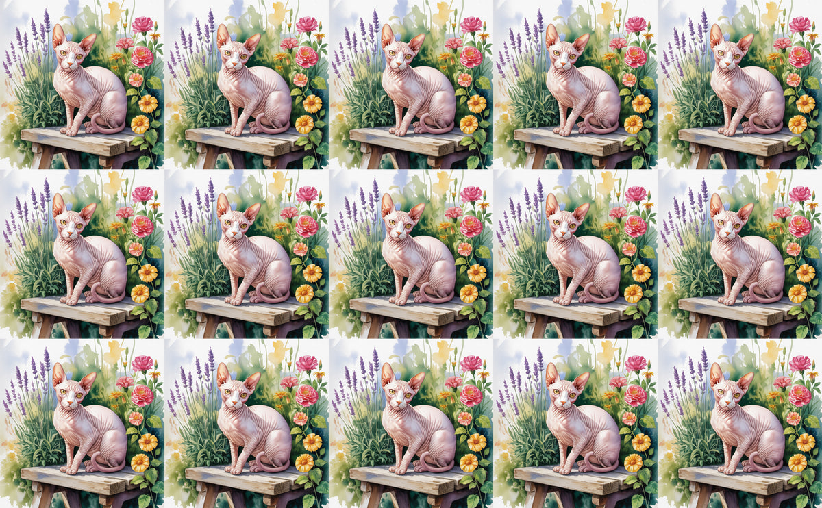 DecoCraft - Scenic Tiles Series - Watercolor Pets - Sphynx