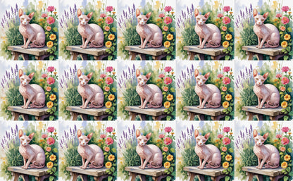 DecoCraft - Scenic Tiles Series - Watercolor Pets - Sphynx