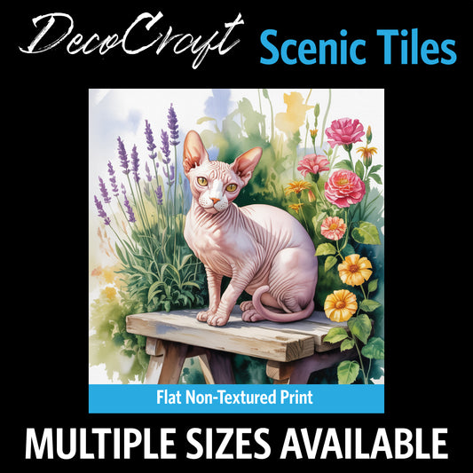 DecoCraft - Scenic Tiles Series - Watercolor Pets - Sphynx