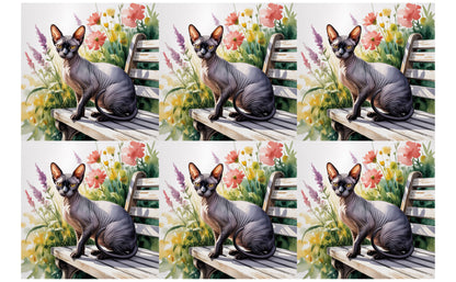 DecoCraft - Scenic Tiles Series - Watercolor Pets - Sphynx - Black