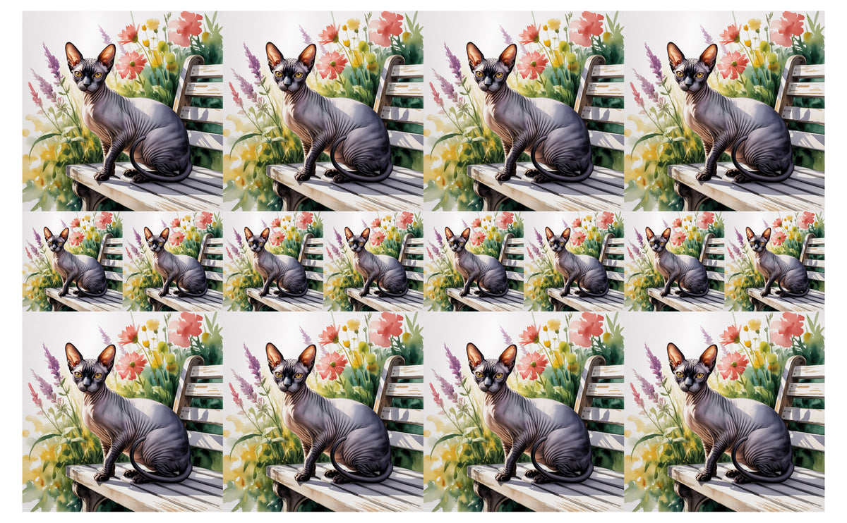 DecoCraft - Scenic Tiles Series - Watercolor Pets - Sphynx - Black