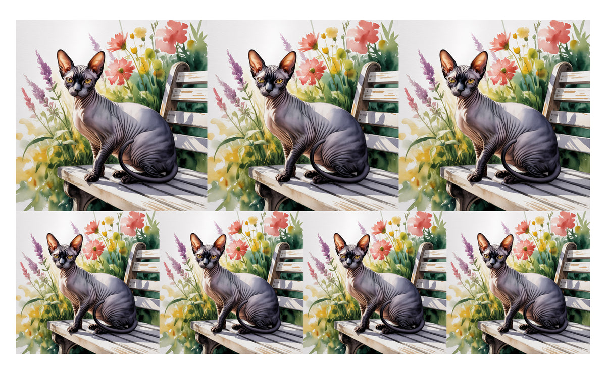 DecoCraft - Scenic Tiles Series - Watercolor Pets - Sphynx - Black