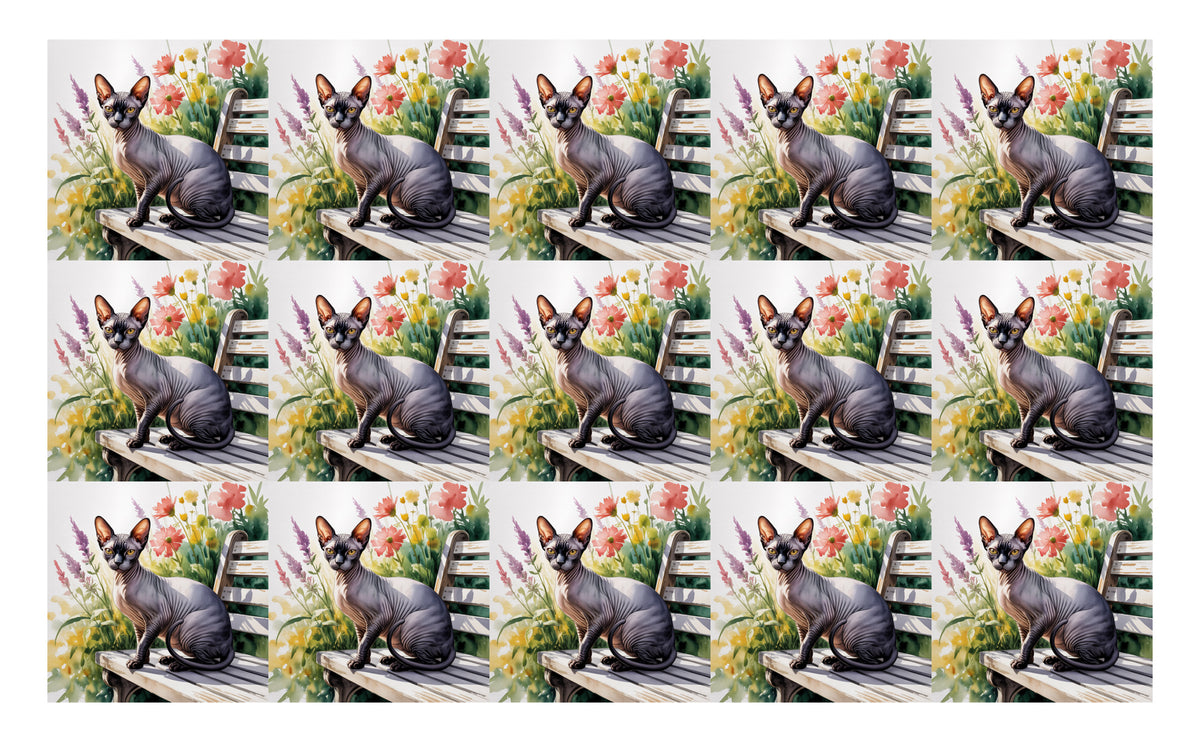 DecoCraft - Scenic Tiles Series - Watercolor Pets - Sphynx - Black