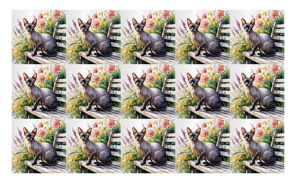 DecoCraft - Scenic Tiles Series - Watercolor Pets - Sphynx - Black