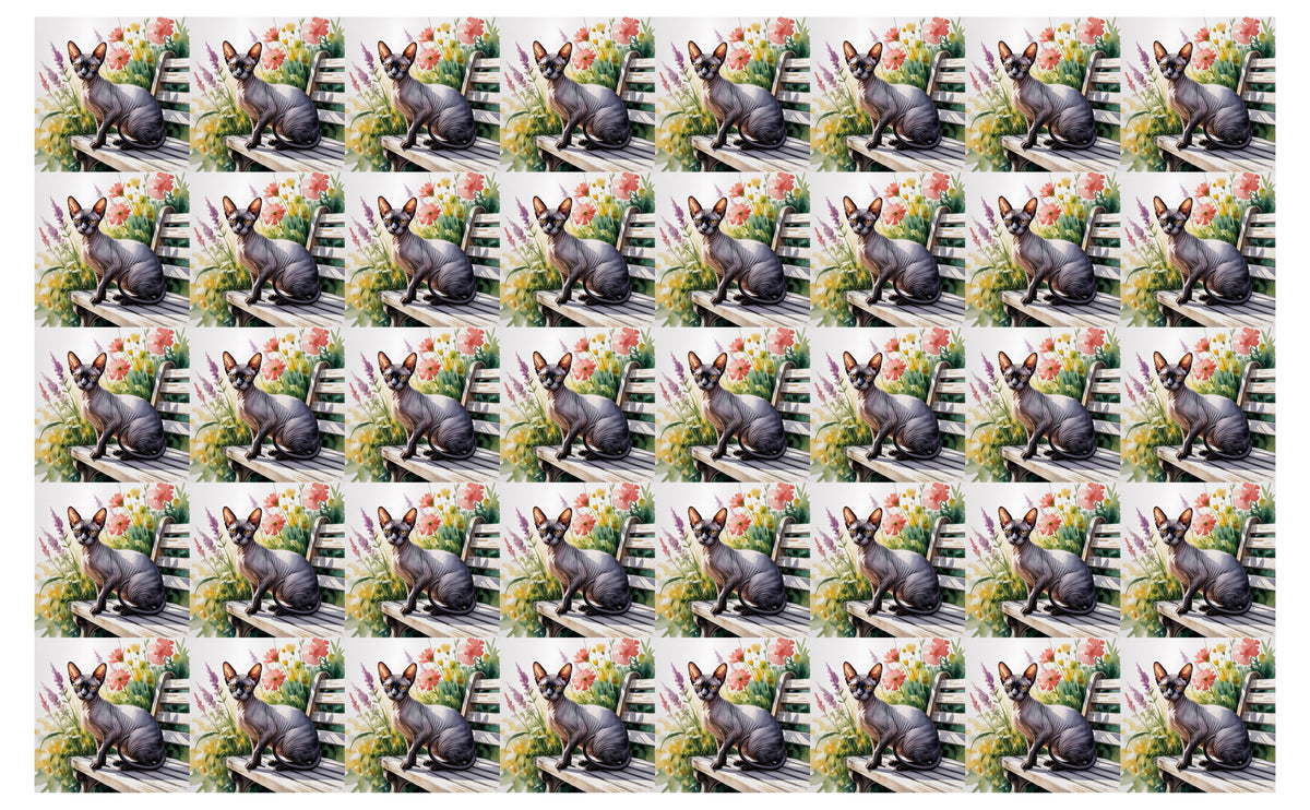 DecoCraft - Scenic Tiles Series - Watercolor Pets - Sphynx - Black
