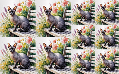 DecoCraft - Scenic Tiles Series - Watercolor Pets - Sphynx - Black