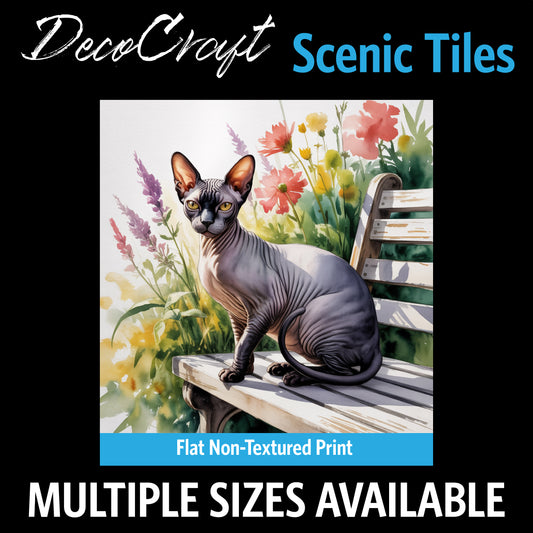 DecoCraft - Scenic Tiles Series - Watercolor Pets - Sphynx - Black