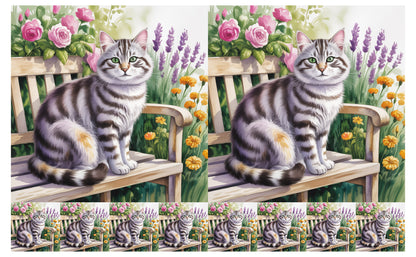 DecoCraft - Scenic Tiles Series - Watercolor Pets - Tabby - Gray