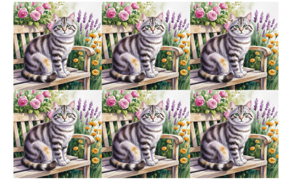 DecoCraft - Scenic Tiles Series - Watercolor Pets - Tabby - Gray