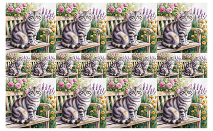 DecoCraft - Scenic Tiles Series - Watercolor Pets - Tabby - Gray