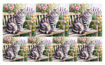 DecoCraft - Scenic Tiles Series - Watercolor Pets - Tabby - Gray