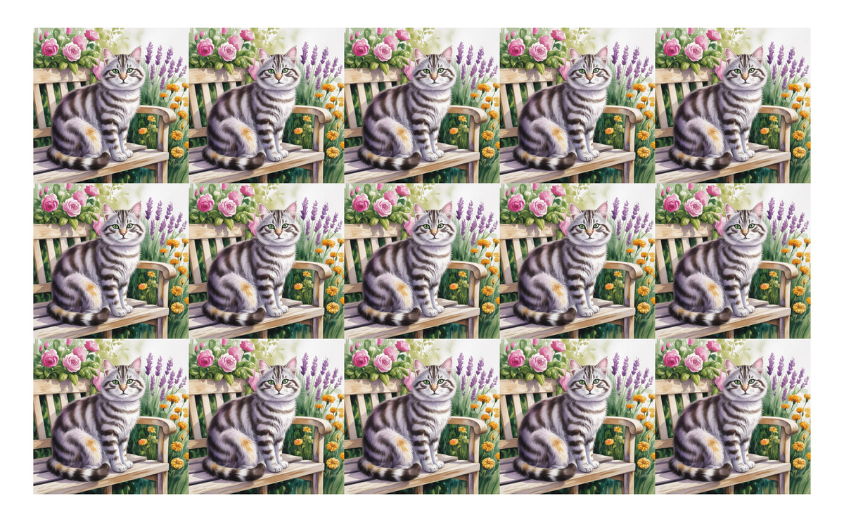 DecoCraft - Scenic Tiles Series - Watercolor Pets - Tabby - Gray