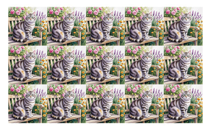 DecoCraft - Scenic Tiles Series - Watercolor Pets - Tabby - Gray