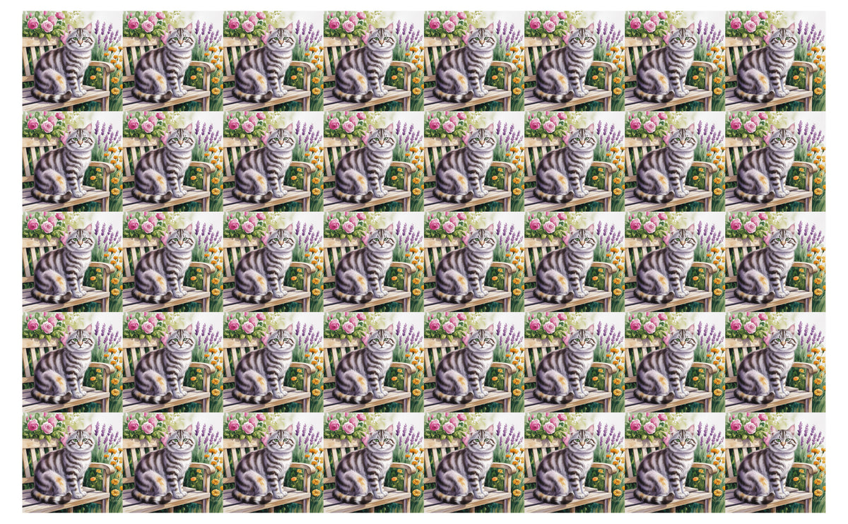 DecoCraft - Scenic Tiles Series - Watercolor Pets - Tabby - Gray