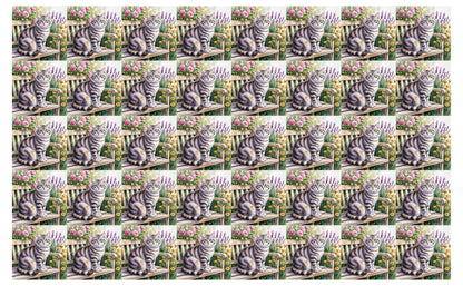DecoCraft - Scenic Tiles Series - Watercolor Pets - Tabby - Gray