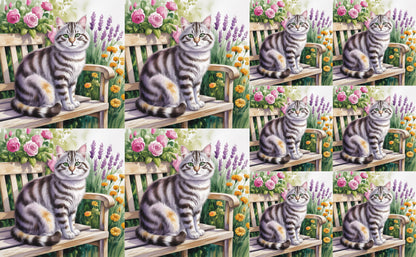 DecoCraft - Scenic Tiles Series - Watercolor Pets - Tabby - Gray