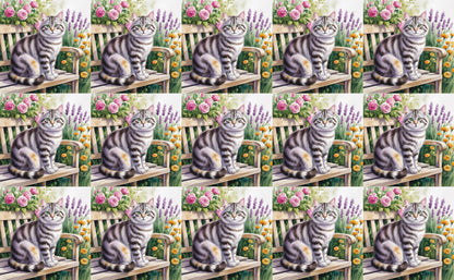 DecoCraft - Scenic Tiles Series - Watercolor Pets - Tabby - Gray