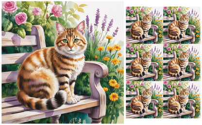 DecoCraft - Scenic Tiles Series - Watercolor Pets - Tabby - Orange