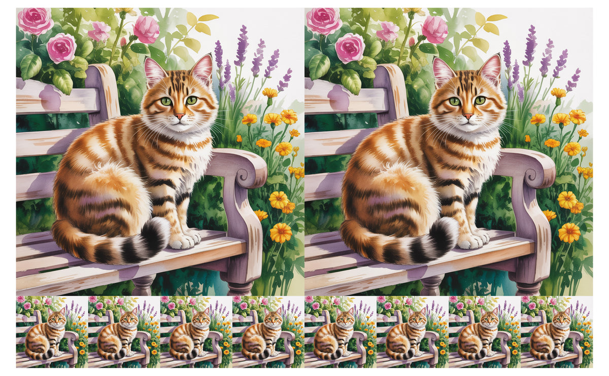 DecoCraft - Scenic Tiles Series - Watercolor Pets - Tabby - Orange