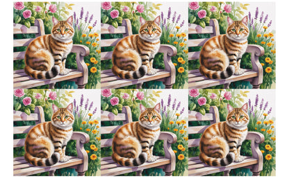 DecoCraft - Scenic Tiles Series - Watercolor Pets - Tabby - Orange