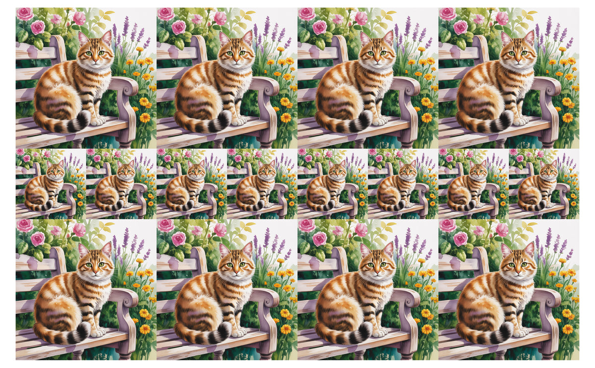 DecoCraft - Scenic Tiles Series - Watercolor Pets - Tabby - Orange