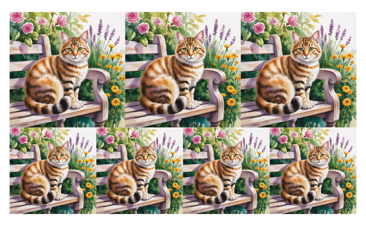 DecoCraft - Scenic Tiles Series - Watercolor Pets - Tabby - Orange
