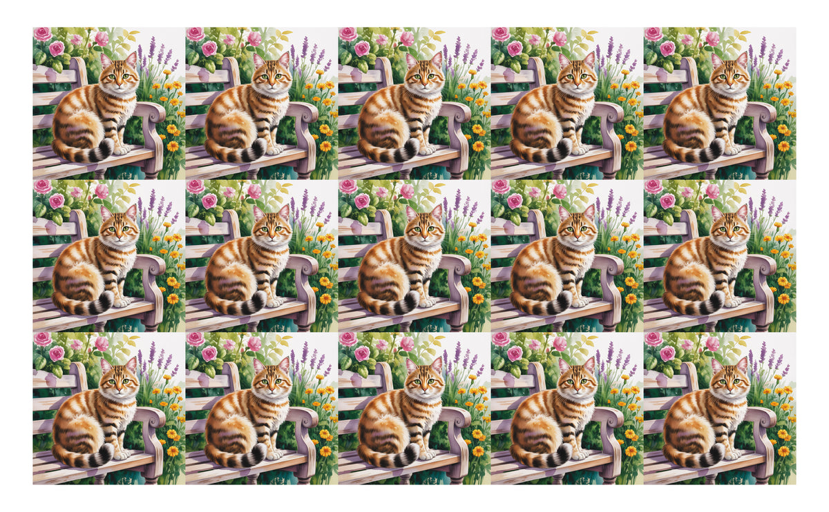 DecoCraft - Scenic Tiles Series - Watercolor Pets - Tabby - Orange