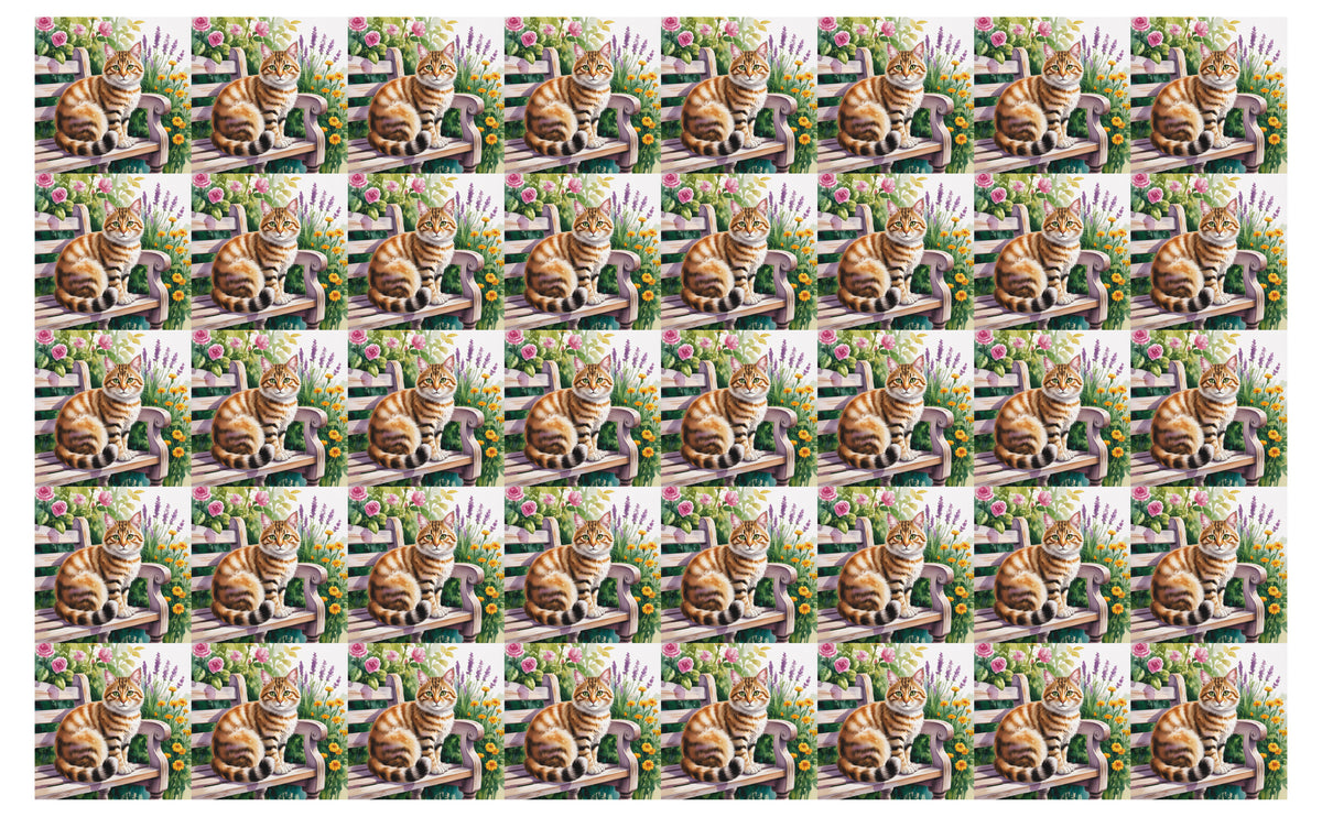DecoCraft - Scenic Tiles Series - Watercolor Pets - Tabby - Orange