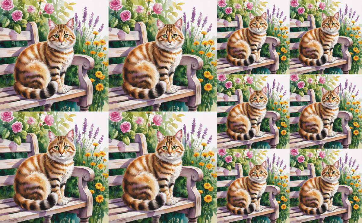 DecoCraft - Scenic Tiles Series - Watercolor Pets - Tabby - Orange
