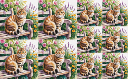 DecoCraft - Scenic Tiles Series - Watercolor Pets - Tabby - Orange