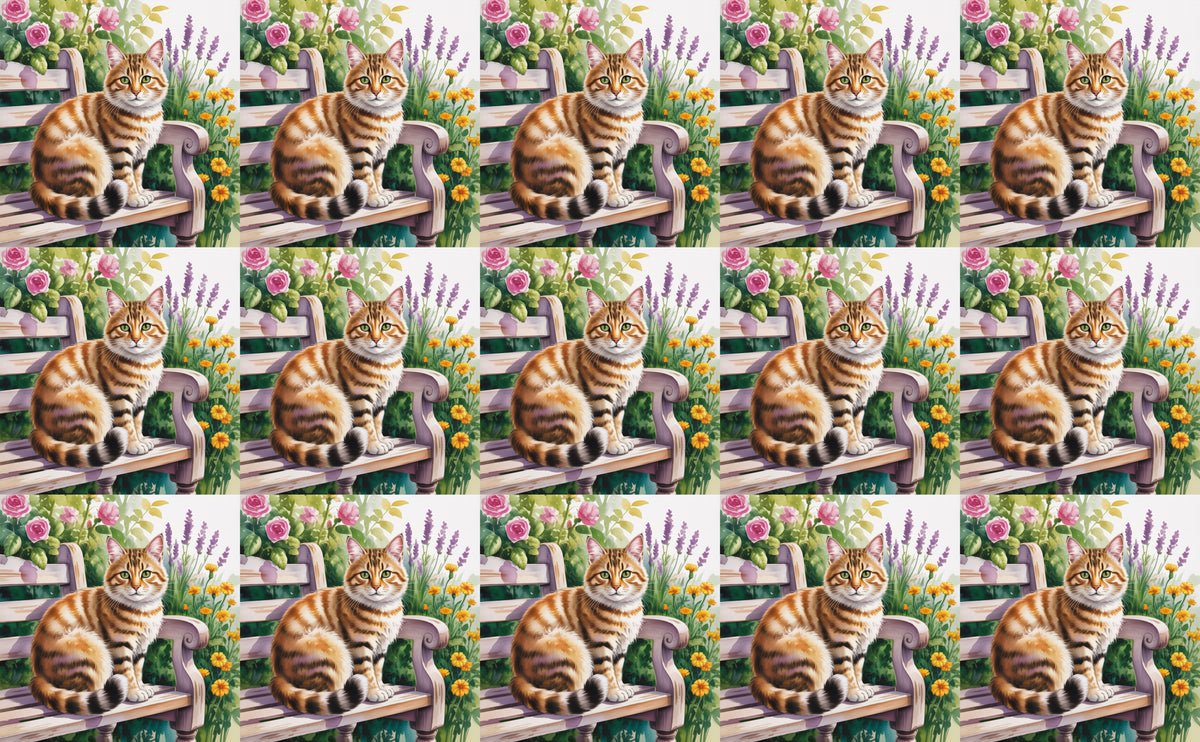 DecoCraft - Scenic Tiles Series - Watercolor Pets - Tabby - Orange