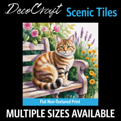 DecoCraft - Scenic Tiles Series - Watercolor Pets - Tabby - Orange