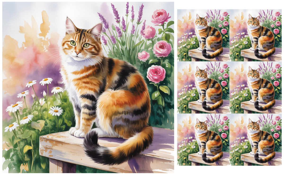 DecoCraft - Scenic Tiles Series - Watercolor Pets - Torbie