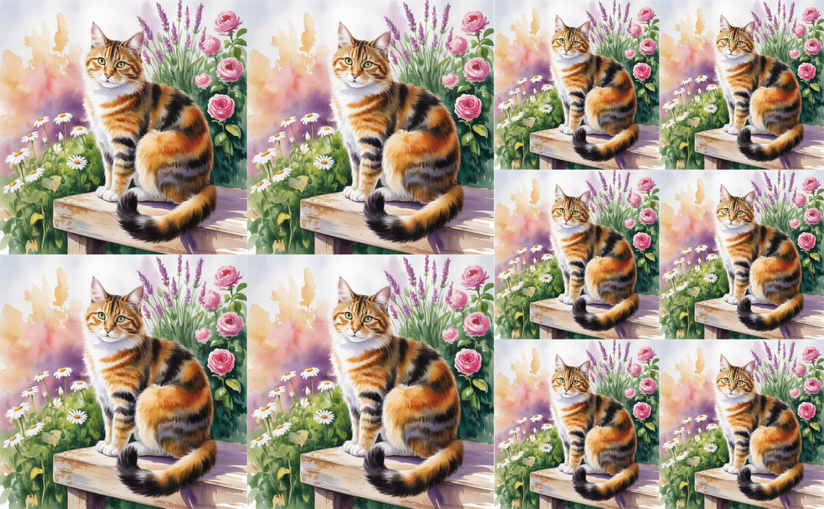 DecoCraft - Scenic Tiles Series - Watercolor Pets - Torbie