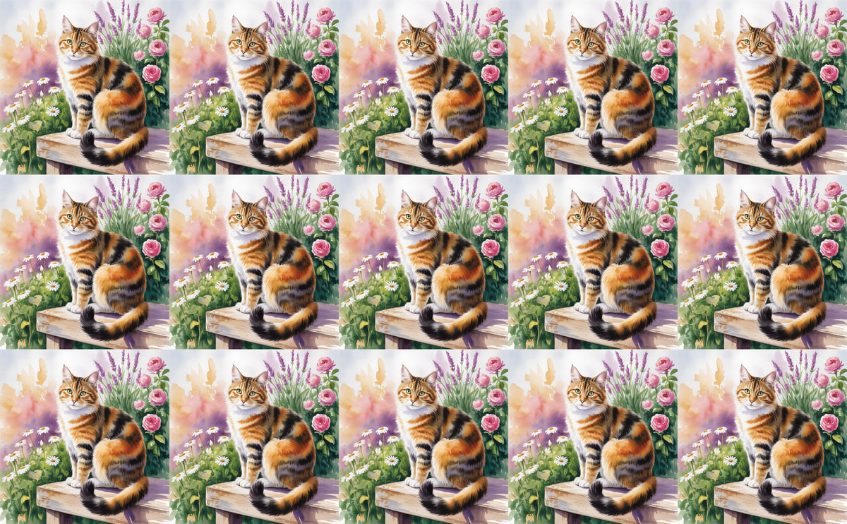 DecoCraft - Scenic Tiles Series - Watercolor Pets - Torbie