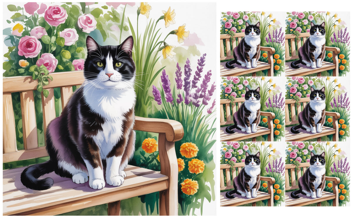 DecoCraft - Scenic Tiles Series - Watercolor Pets - Tuxedo