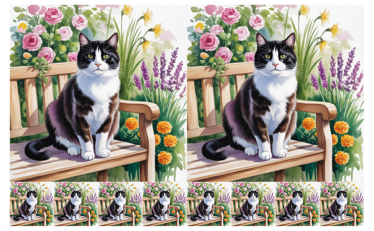 DecoCraft - Scenic Tiles Series - Watercolor Pets - Tuxedo
