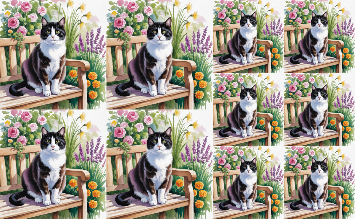 DecoCraft - Scenic Tiles Series - Watercolor Pets - Tuxedo