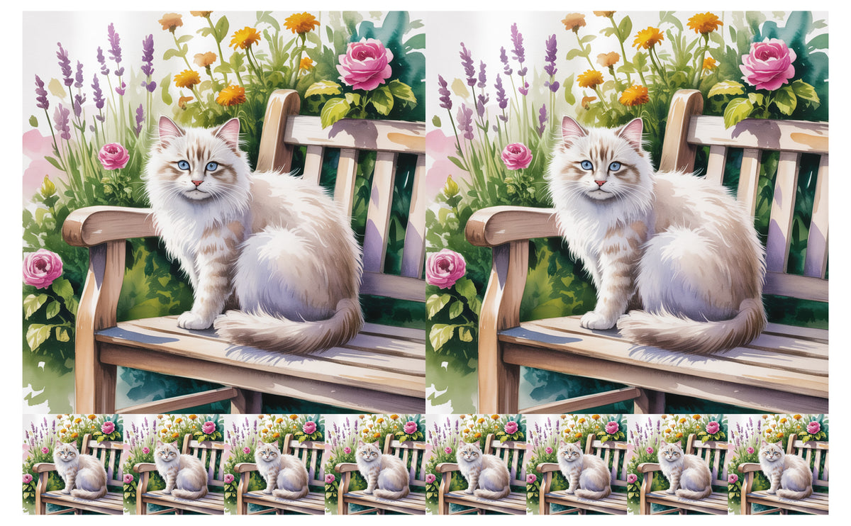 DecoCraft - Scenic Tiles Series - Watercolor Pets - Tabby - White