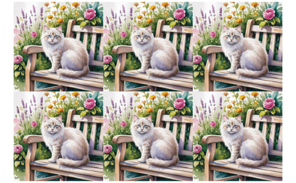 DecoCraft - Scenic Tiles Series - Watercolor Pets - Tabby - White
