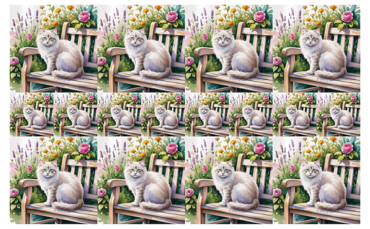 DecoCraft - Scenic Tiles Series - Watercolor Pets - Tabby - White