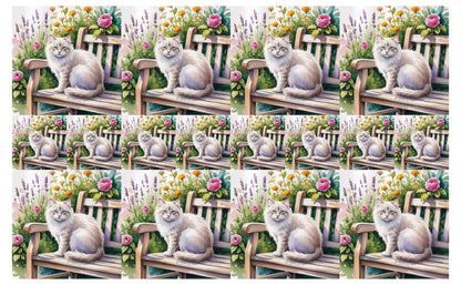 DecoCraft - Scenic Tiles Series - Watercolor Pets - Tabby - White