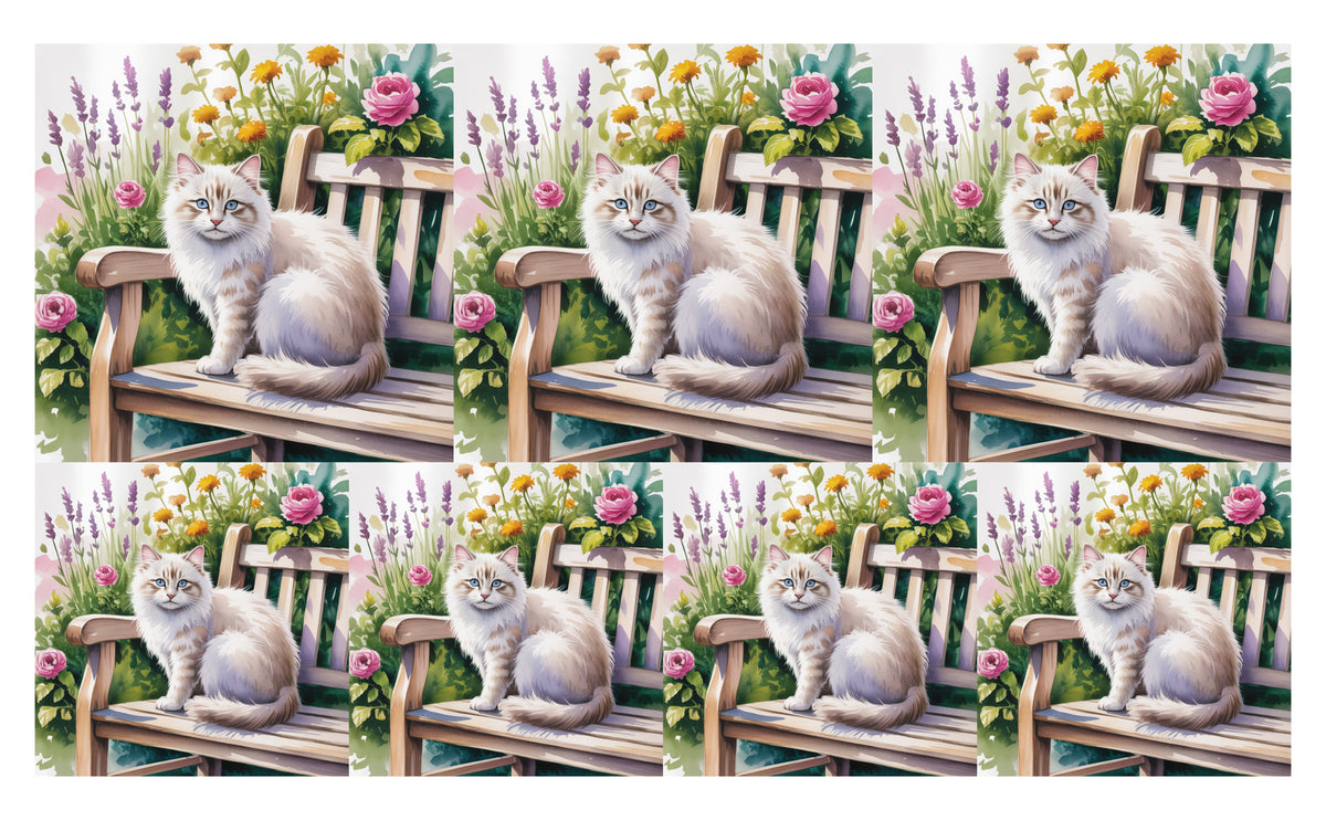 DecoCraft - Scenic Tiles Series - Watercolor Pets - Tabby - White