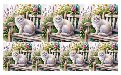 DecoCraft - Scenic Tiles Series - Watercolor Pets - Tabby - White