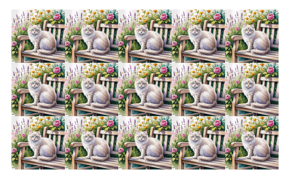 DecoCraft - Scenic Tiles Series - Watercolor Pets - Tabby - White