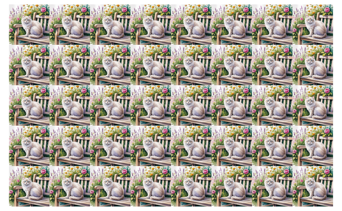 DecoCraft - Scenic Tiles Series - Watercolor Pets - Tabby - White
