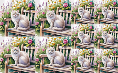 DecoCraft - Scenic Tiles Series - Watercolor Pets - Tabby - White